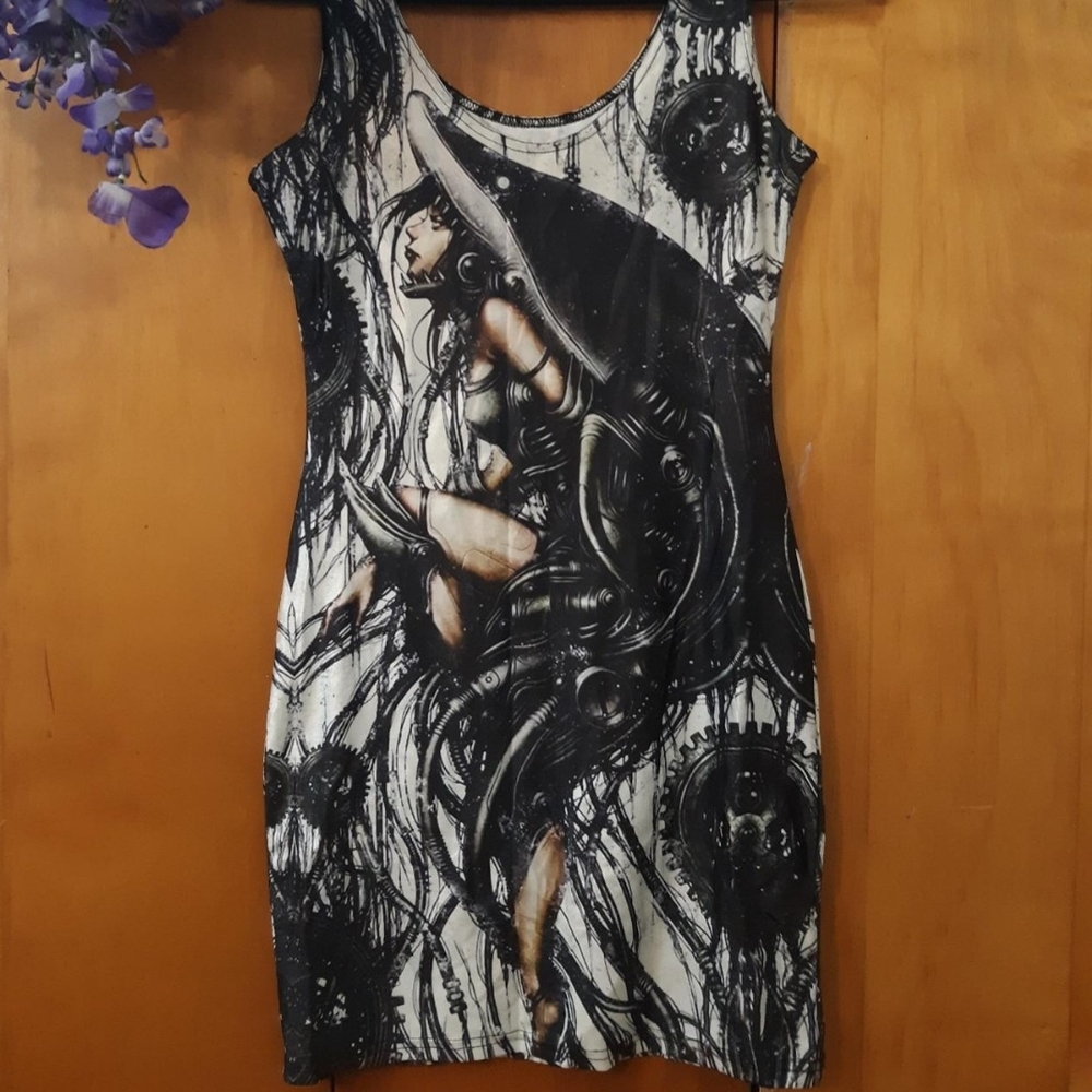 Women's Artistic Bodycon Dress - Mechatronic Shark Lady